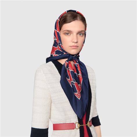 gucci rhombus print silk scarf